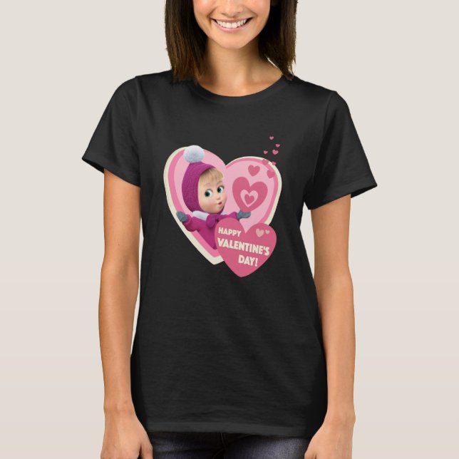 Camiseta Happy Valentine's Day Masha and the Bear  1 (Frente)