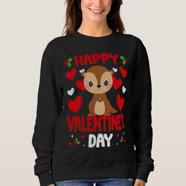 Camiseta Happy Valentines Day Otter Heart Love Animal (Frente)