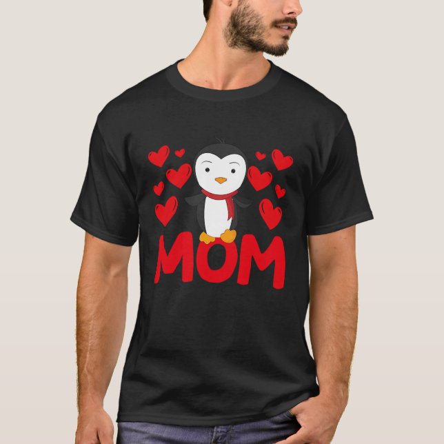 Camiseta Happy Valentine's Day Penguin Mom Mothers Day Vale (Frente)