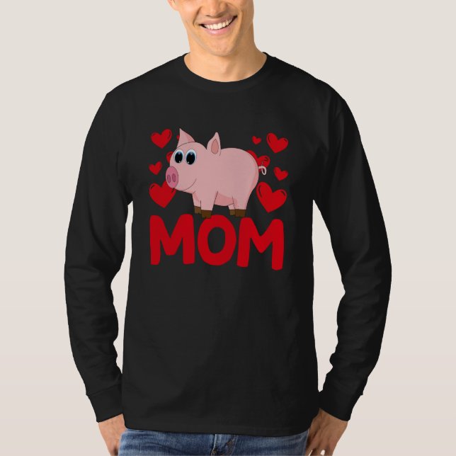 Camiseta Happy Valentine's Day Pig Mom Mothers Day Valentin (Frente)