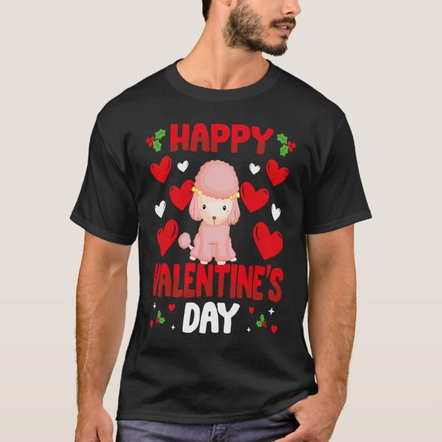Camiseta Happy Valentines Day Poodle Heart Love Animal   1 (Frente)
