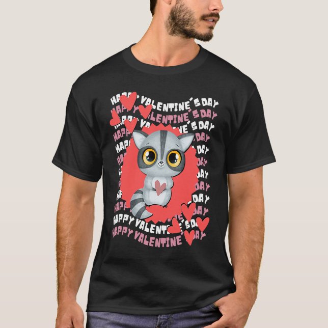Camiseta Happy Valentine's Day Raccoon Valentine Teacher Va (Frente)