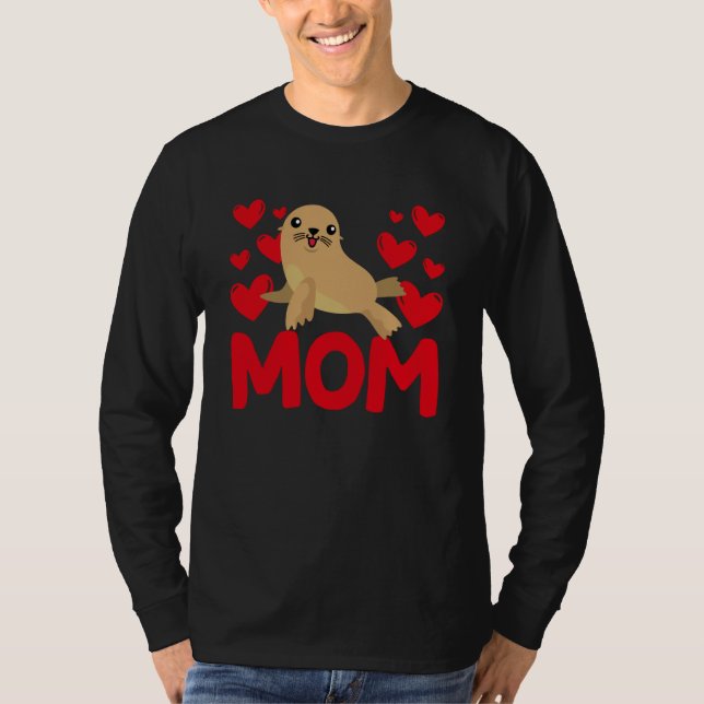Camiseta Happy Valentine's Day Sea Lion Mom Mothers Day Val (Frente)