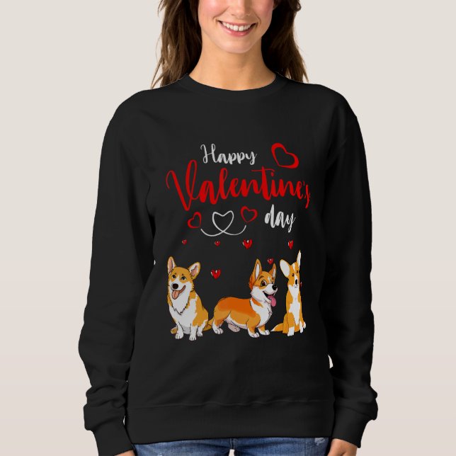 Camiseta Happy Valentine's Day Three Cute Corgi Dogs Lover  (Frente)