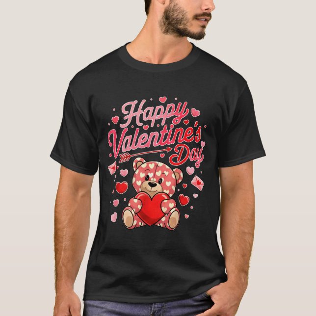 Camiseta Happy Valentines Day Women Cute Bear Valentine Hea (Frente)