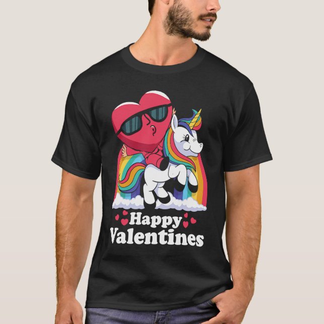 Camiseta Happy Valentines Heart Unicorn (Frente)