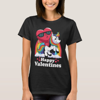 Camiseta Happy Valentines Heart Unicorn