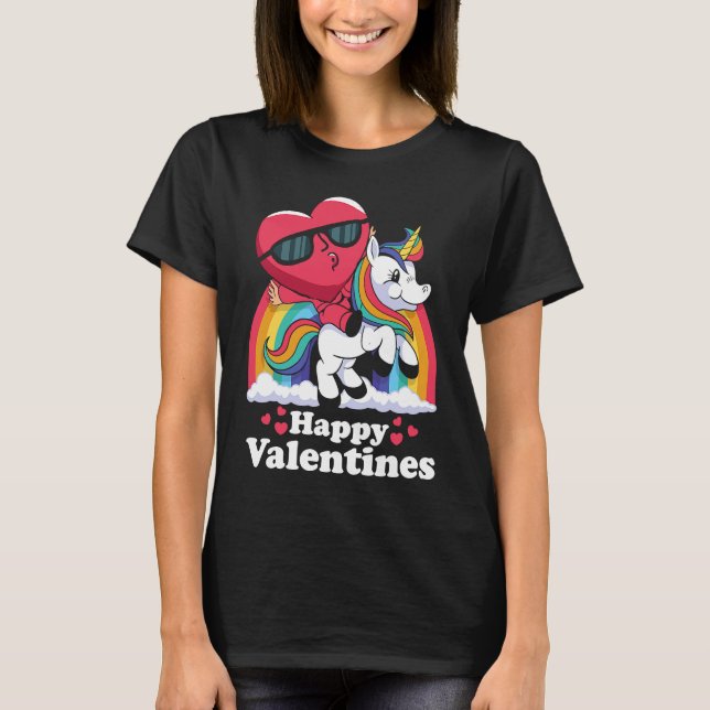 Camiseta Happy Valentines Heart Unicorn (Frente)