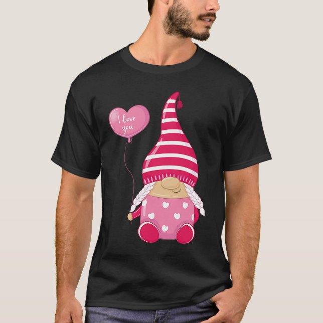Camiseta Happy Valentineu2019s Day Female Gnome I Love You (Frente)