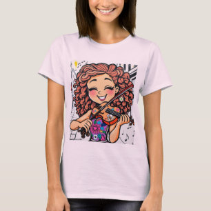 Camiseta Happy Violin Girl Cartoon for Music Lovers