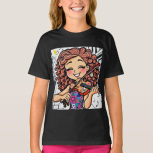 Camiseta Happy Violin Girl Cartoon for Music Lovers