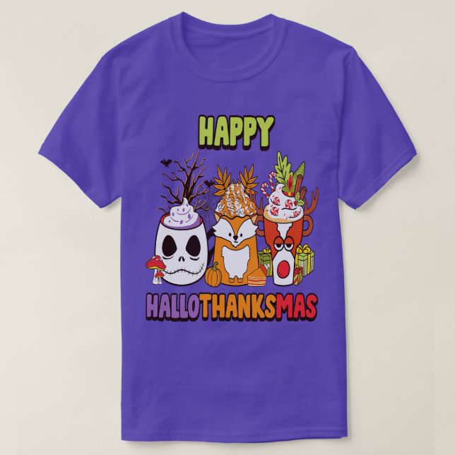Camiseta happyhallothanksmas 16 (Frente do Design)