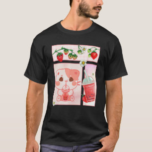 Camiseta Harajuku Estético Gatinho Fofo Bebe Boba de Morang