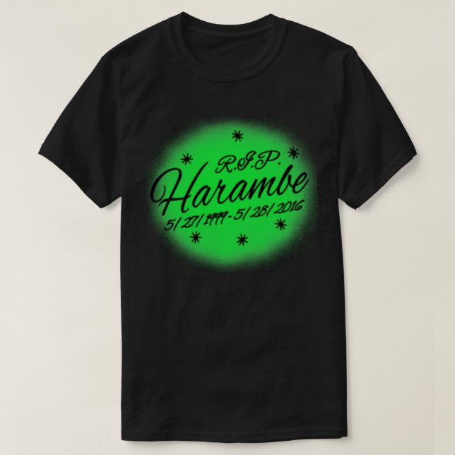 Camiseta Harambe RIP Airbrush Memorial Rest em Paz (Frente do Design)