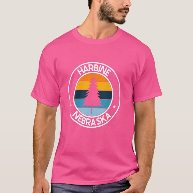 Camiseta Harbine Nebraska NE USA City Pride Retro Sunset (Frente)