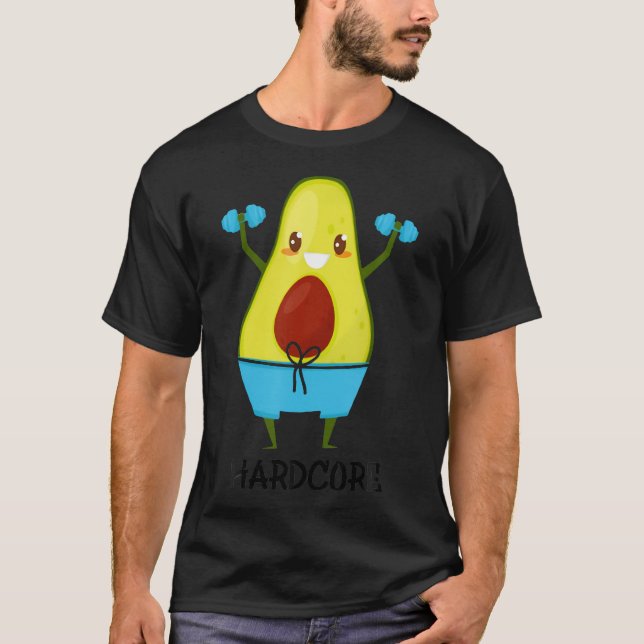 Camiseta Hardcore Avocado Lover Dumbbels Workout Malhação G (Frente)