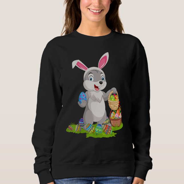 Camiseta Hare Easter Ovo Caçando Páscoa Bunny Hare Domingo (Frente)
