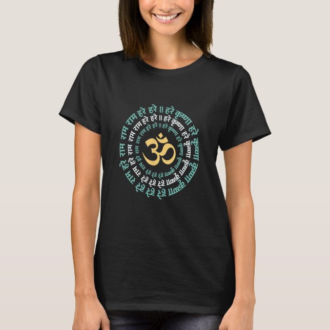 Camiseta Hare Krishna Aum Om Mantra - Símbolo de Canto Hind (Frente)