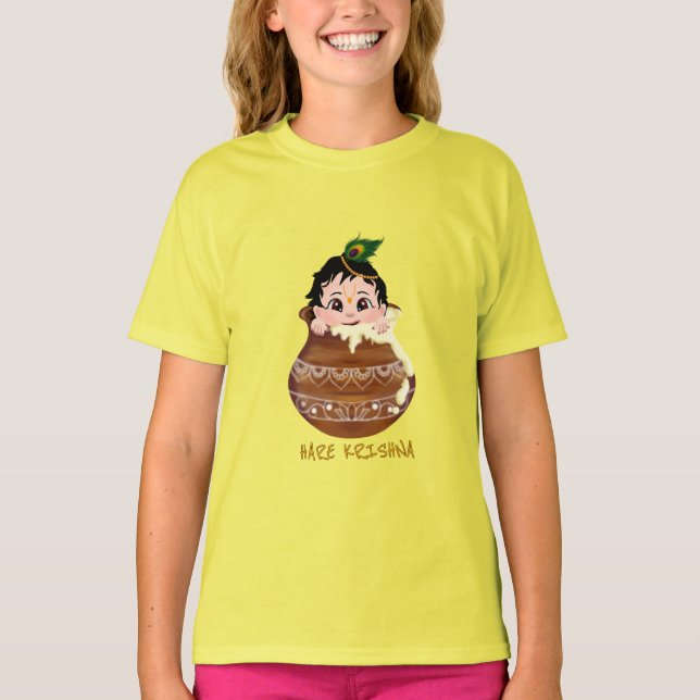 Camiseta Hare Krishna Radha índia - Arte Krishna (Frente)