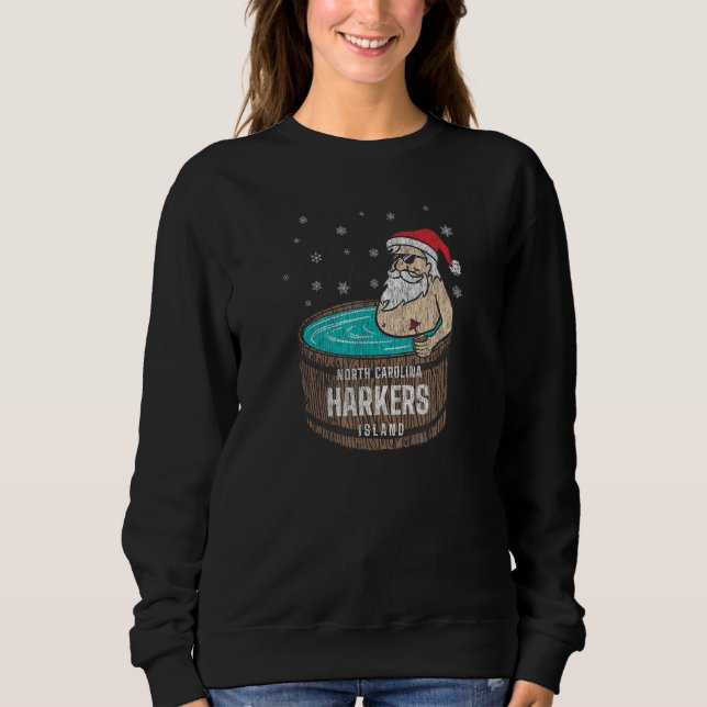 Camiseta Harkers Island NC Christmas Vacationing Santa Hot  (Frente)