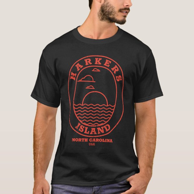Camiseta Harkers Island NC Summertime Vacationing Oval Sunr (Frente)