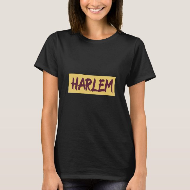 Camiseta Harlem Text Base Design no Fundo Amarelo (Frente)