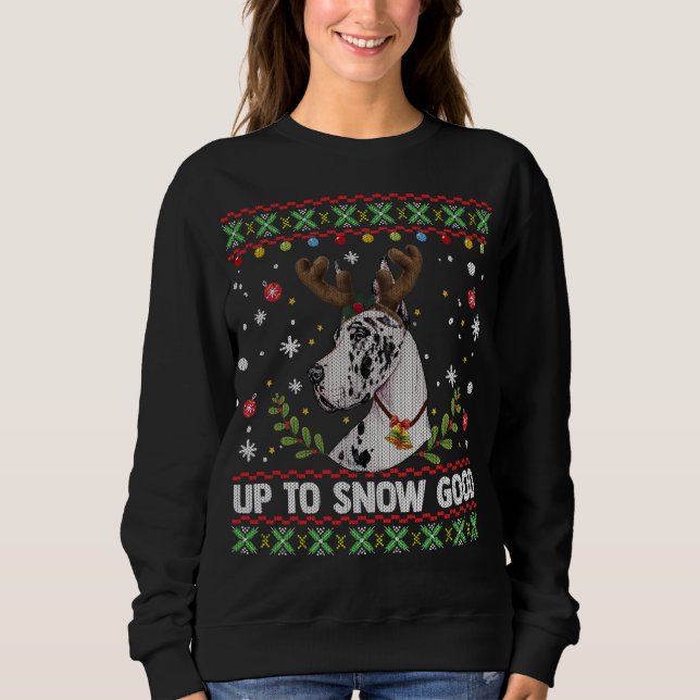 Camiseta Harlequin Great Dane Dog Reindeer Ugly Christmas S (Frente)