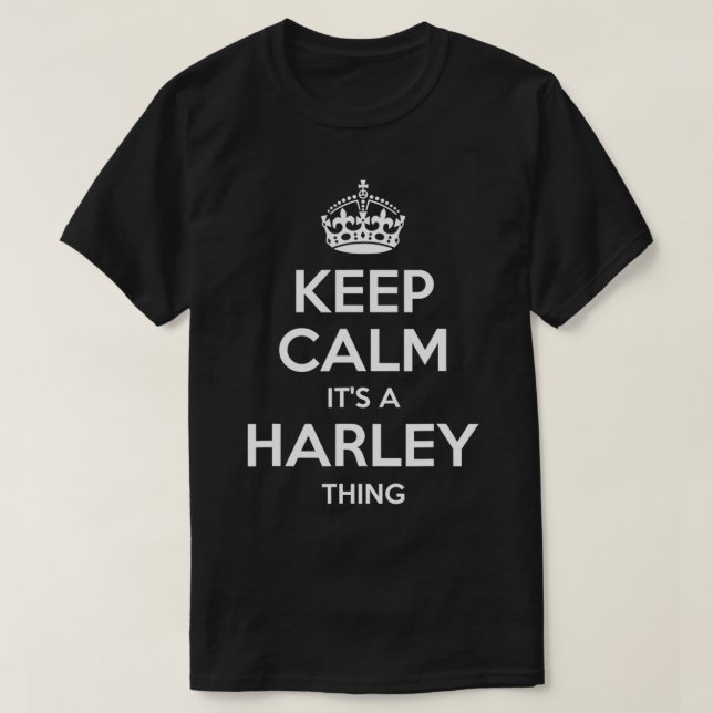 Camiseta HARLEY Gift Name Mantenha Calma Piada Personalizad (Frente do Design)