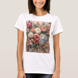 Camiseta Harmonia de Flor Éterea: Floral Couture em Pastéis