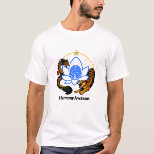 Camiseta Harmonia Desperta - Lótus, dragão e tigre