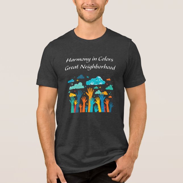 Camiseta "Harmonia em cores: vizinhança Excelente" social (Frente)
