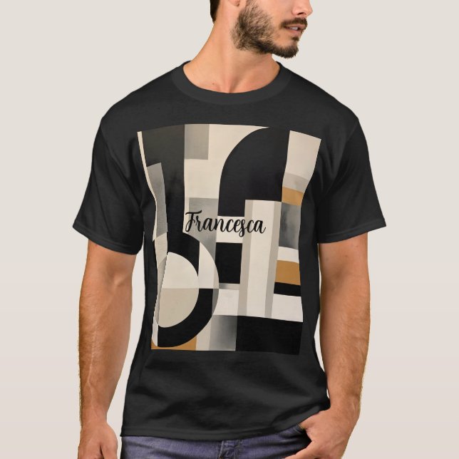 Camiseta Harmonia em Tons: Composição Abstrata em Preto e B (Frente)