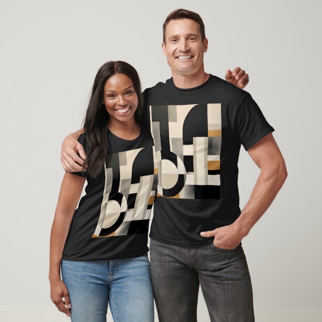 Camiseta Harmonia em Tons: Composição Abstrata em Preto e B (Unissex)