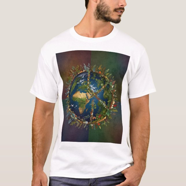 Camiseta Harmonia: Emblema Verde da Paz na Terra (Frente)