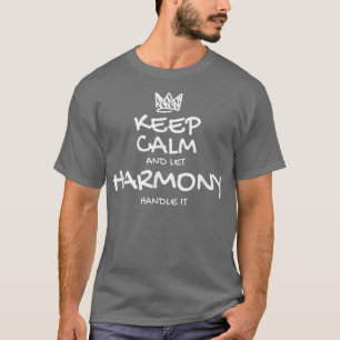Camiseta Harmonia Manter Calmo Nome Personalizado Sarcástic