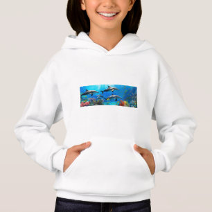 Camiseta Harmonia Oceânica: Golfinhos Sobre Recifes de Cora