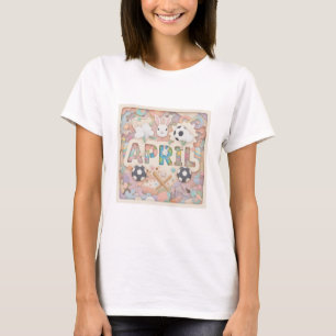 Camiseta Harmonia Pastel em Camadas: A Arte de Abril