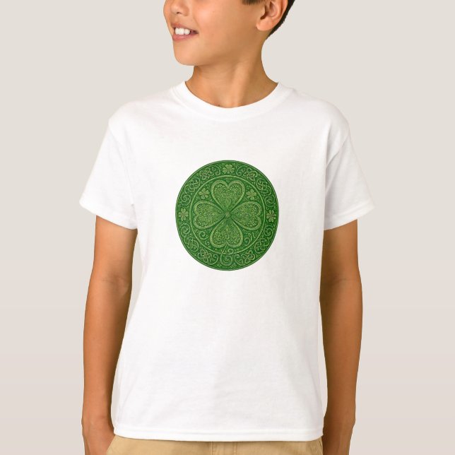 Camiseta Harmonia Sortuda: Mandala Celta de Quatro Folhas (Frente)