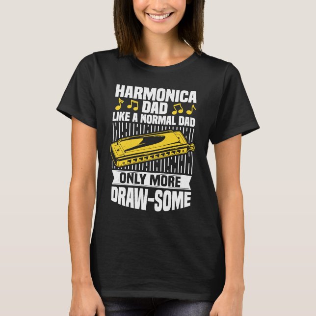 Camiseta Harmonica Dad Mouth Organ French Harp & Harmonica  (Frente)