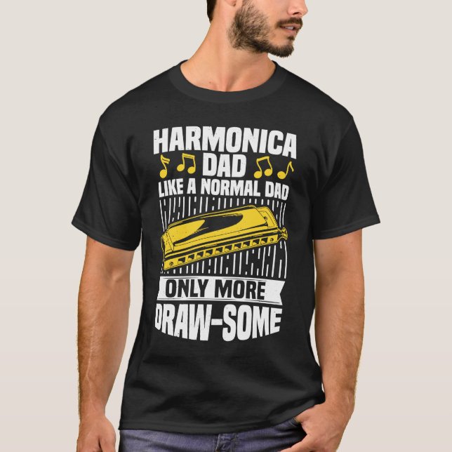 Camiseta Harmonica Dad Mouth Organ French Harp & Harmonica  (Frente)