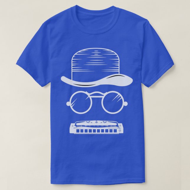 Camiseta Harmonica Hat Music Instrumento Blues (Frente do Design)