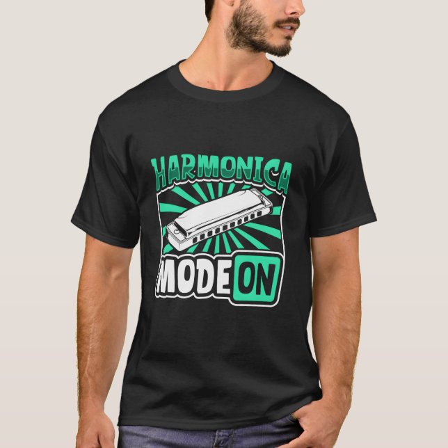 Camiseta Harmonica Mode On Harmonica Player (Frente)