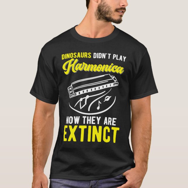 Camiseta Harmonica Player Dinosaur Joke Harmonicist (Frente)