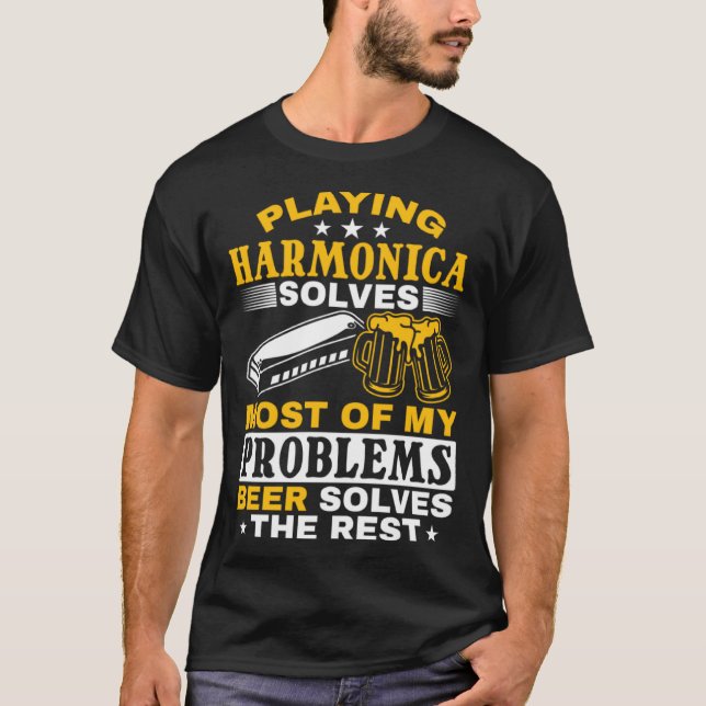Camiseta Harmonica Player Jogando Harmonica (Frente)