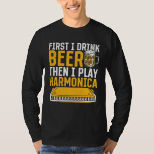 Camiseta Harmônica Primeiro eu bebo cerveja, então eu toco