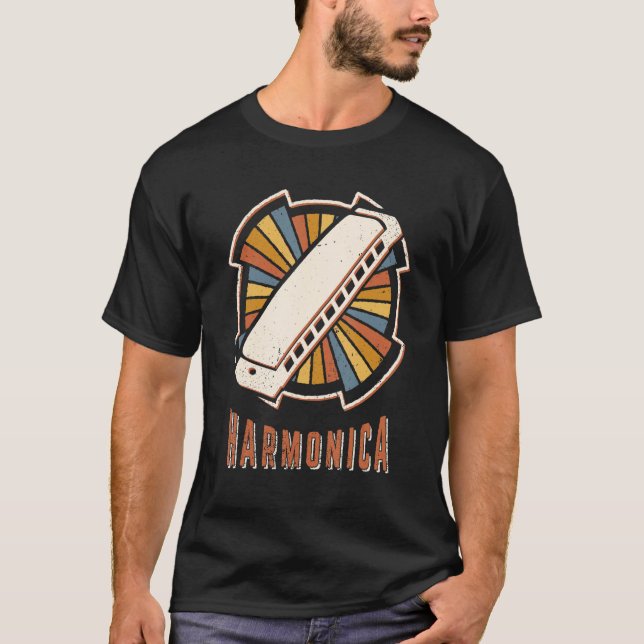Camiseta Harmonica Vintage Classic Retro Music Love (Frente)