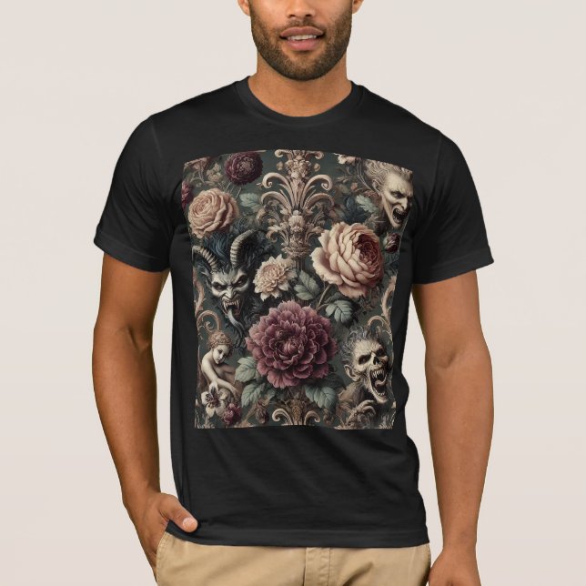 Camiseta Harmônicos Assombrados – Arte Gótica Vestível (Frente)