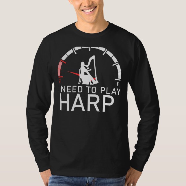 Camiseta Harp Harmony: Vazio Preciso Tocar Tee Harp para Mu (Frente)