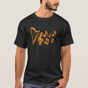 Camiseta Harp Music Notes Design para músico de Harp