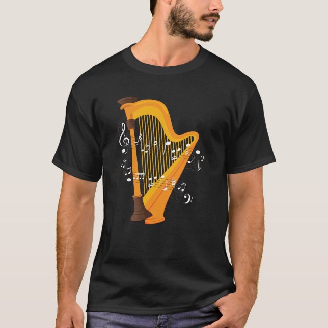 Camiseta Harp Music Notes Design para músico de Harp (Frente)